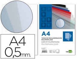 CJ100 tapas encuadernación Liderpapel PP A4 0,5mm.transparente